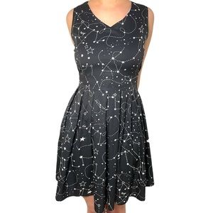 LA Soul Celestial Flare Sleeveless Skater Dress Black Stars Zodiac POCKETS